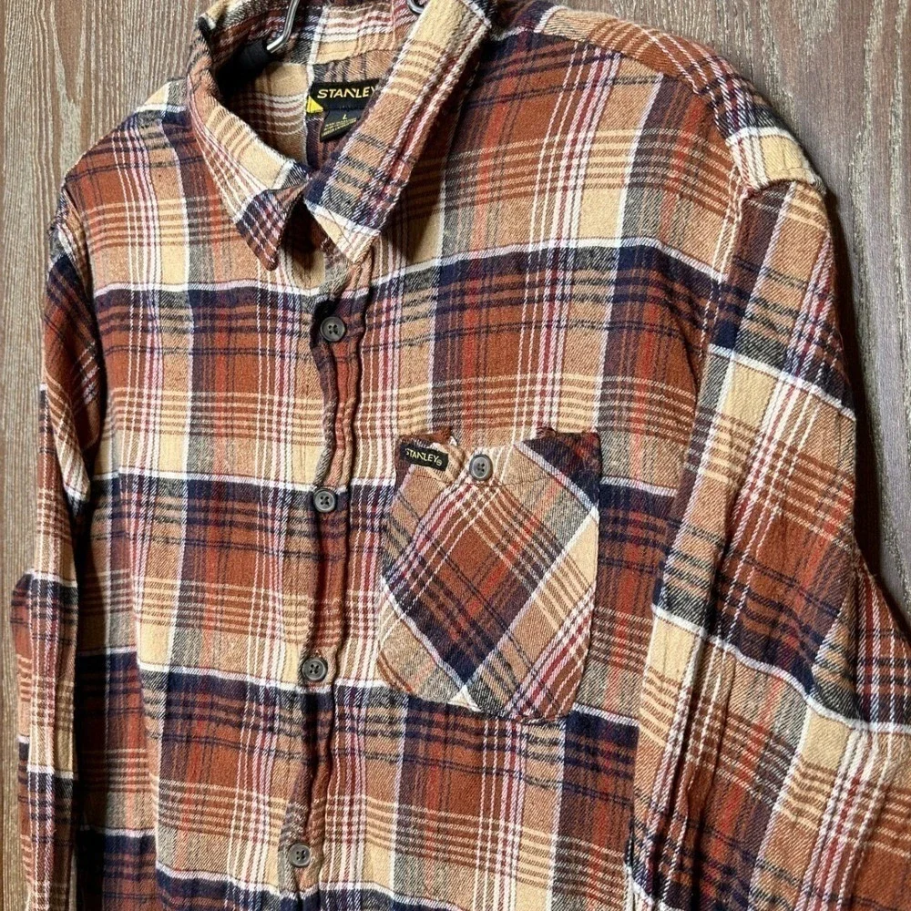 Stanley Workwear Plaid Button Down Flannel Shirt Mens Large Cotton Blend Casual - Picture 6 of 8
